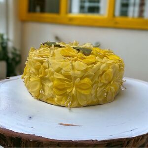 1960’s Yellow Flower Pill Box Hat